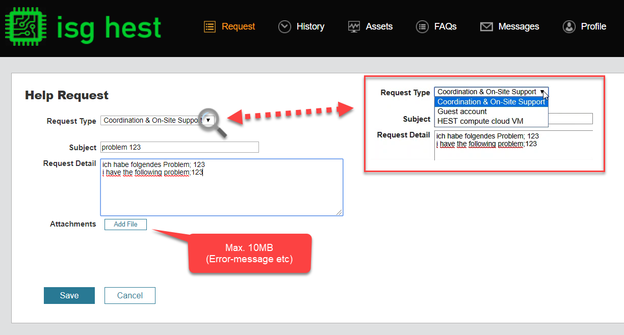 Vergrösserte Ansicht: how to create a ticket