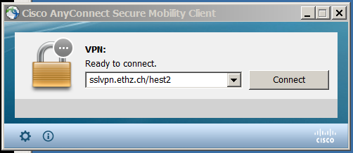 Vergrösserte Ansicht: startup Cisco AnyConnect Secure Mobility Client