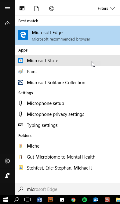 Vergrösserte Ansicht: Microsoft Store auf dem Startmenü starten